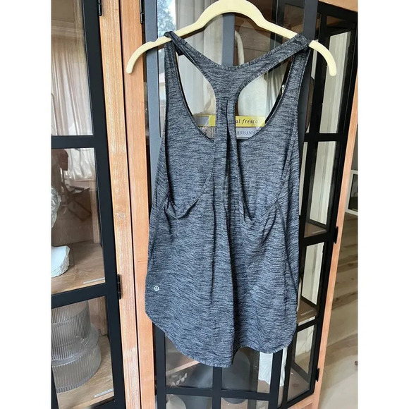 Lululemon workout tank top scoop neck love essentials heathered black grey - Picture 5 of 5